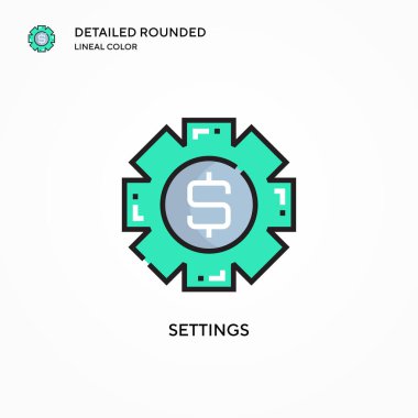 Ayarlar vektör simgesi. Modern vektör illüstrasyon kavramları. Düzenlemesi ve kişiselleştirmesi kolay.