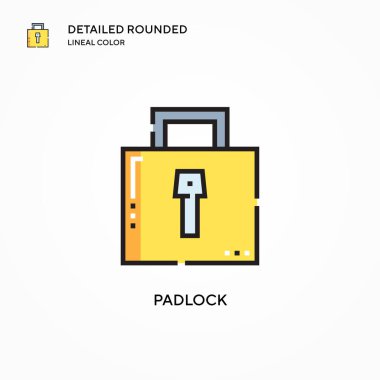 Asma kilit vektör simgesi. Modern vektör illüstrasyon kavramları. Düzenlemesi ve kişiselleştirmesi kolay.