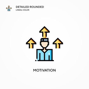 Motivasyon vektör simgesi. Modern vektör illüstrasyon kavramları. Düzenlemesi ve kişiselleştirmesi kolay.