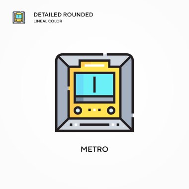 Metro vektör simgesi. Modern vektör illüstrasyon kavramları. Düzenlemesi ve kişiselleştirmesi kolay.