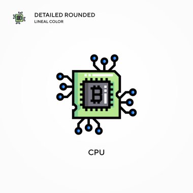 İşlemci vektör simgesi. Modern vektör illüstrasyon kavramları. Düzenlemesi ve kişiselleştirmesi kolay.