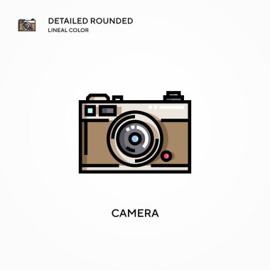 Kamera vektör simgesi. Modern vektör illüstrasyon kavramları. Düzenlemesi ve kişiselleştirmesi kolay.