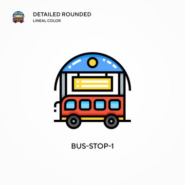 Otobüs durağı-1 vektör simgesi. Modern vektör illüstrasyon kavramları. Düzenlemesi ve kişiselleştirmesi kolay.