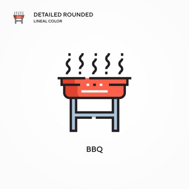 BBQ vektör simgesi. Modern vektör illüstrasyon kavramları. Düzenlemesi ve kişiselleştirmesi kolay.