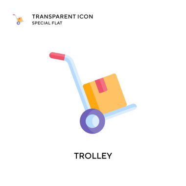 Trolley vektör simgesi. Düz çizim. EPS 10 vektörü.