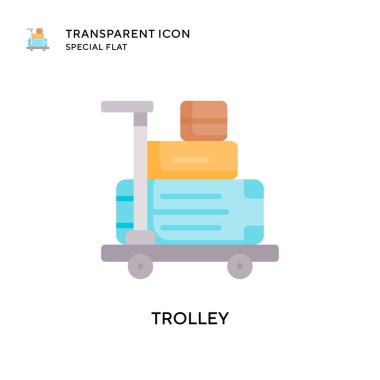 Trolley vektör simgesi. Düz çizim. EPS 10 vektörü.