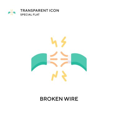 Kırık kablo vektör simgesi. Düz çizim. EPS 10 vektörü.