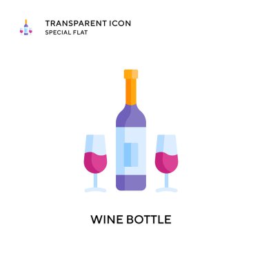 Şarap şişesi vektör simgesi. Düz çizim. EPS 10 vektörü.