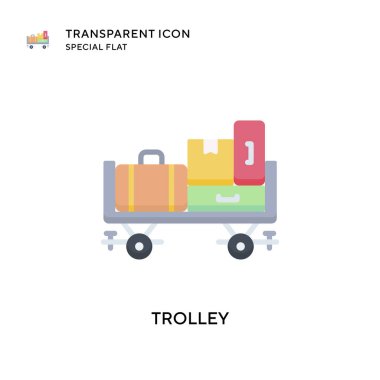 Trolley vektör simgesi. Düz çizim. EPS 10 vektörü.