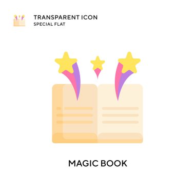 Sihirli kitap vektör ikonu. Düz çizim. EPS 10 vektörü.