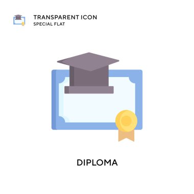 Diploma vektör simgesi. Düz çizim. EPS 10 vektörü.