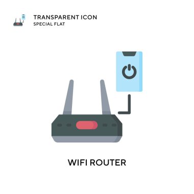 Wifi router vektör simgesi. Düz çizim. EPS 10 vektörü.