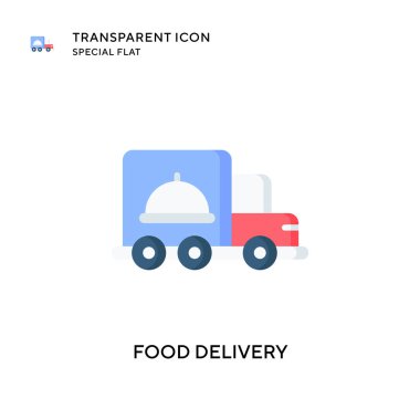 Yemek teslimatı vektör ikonu. Düz çizim. EPS 10 vektörü.