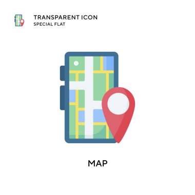 Harita vektör simgesi. Düz çizim. EPS 10 vektörü.