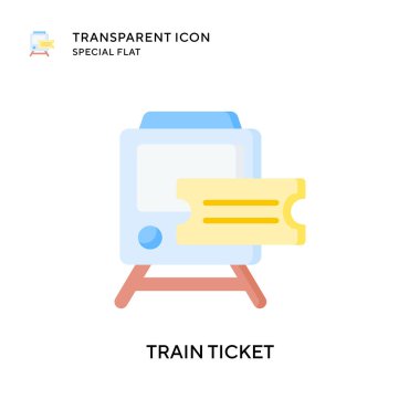 Tren bileti vektör simgesi. Düz çizim. EPS 10 vektörü.