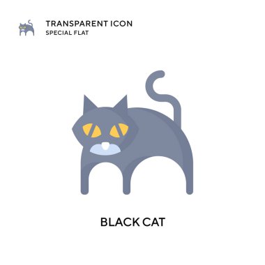 Kara kedi vektör ikonu. Düz çizim. EPS 10 vektörü.