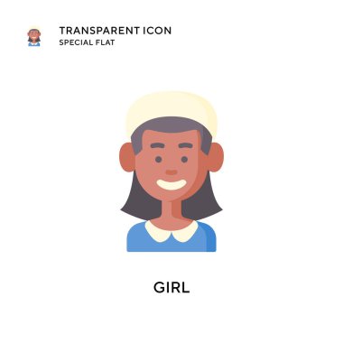 Kız vektör simgesi. Düz çizim. EPS 10 vektörü.