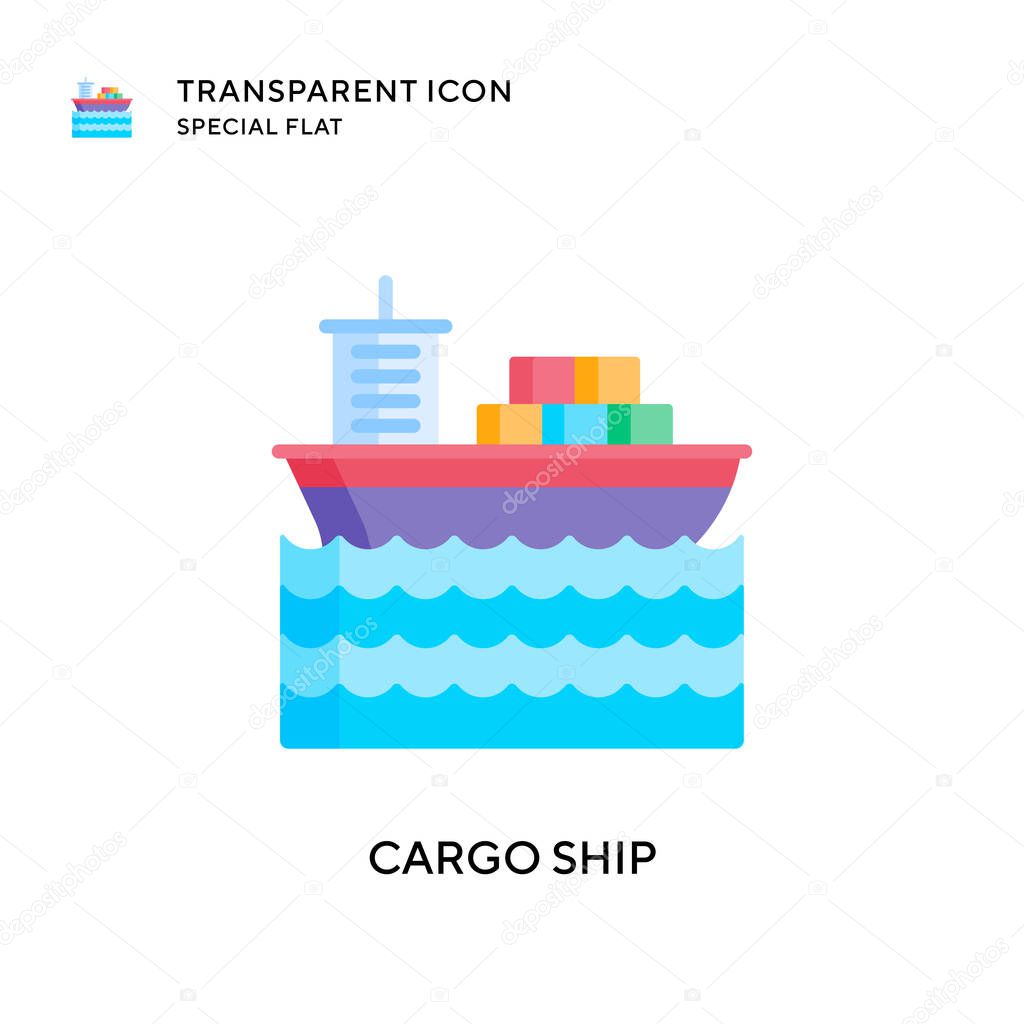 Cargo ship vector icon. Flat style illustration. EPS 10 vector.