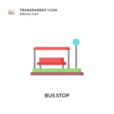 Otobüs durağı vektör simgesi. Düz çizim. EPS 10 vektörü.