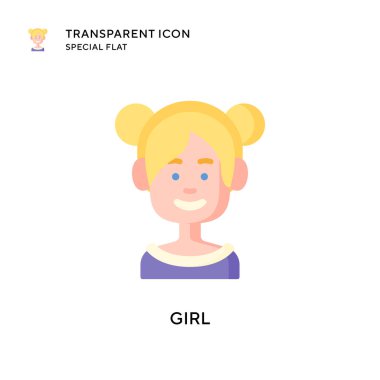 Kız vektör simgesi. Düz çizim. EPS 10 vektörü.