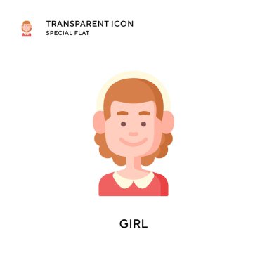 Kız vektör simgesi. Düz çizim. EPS 10 vektörü.