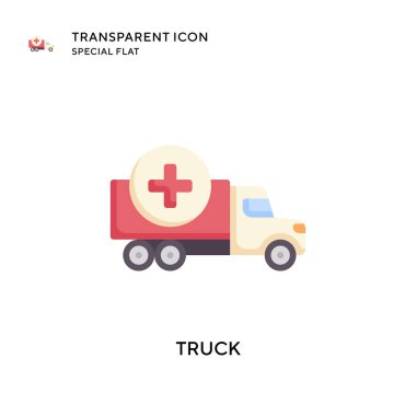 Kamyon vektör simgesi. Düz çizim. EPS 10 vektörü.