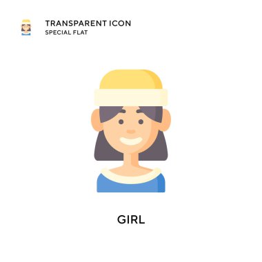 Kız vektör simgesi. Düz çizim. EPS 10 vektörü.