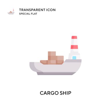 Kargo gemisi vektör simgesi. Düz çizim. EPS 10 vektörü.