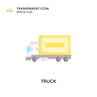 Kamyon vektör simgesi. Düz çizim. EPS 10 vektörü.