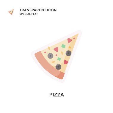 Pizza vektör simgesi. Düz çizim. EPS 10 vektörü.