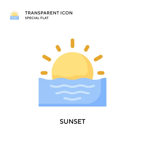 Піктограма Вектора Заходу Сонця Ілюстрація Плоского Стилю Вектор Eps — стоковий вектор