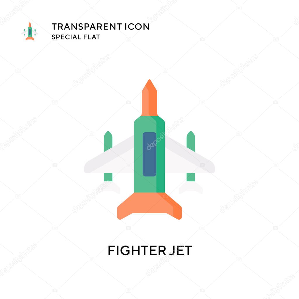 Fighter jet vector icon. Flat style illustration. EPS 10 vector.
