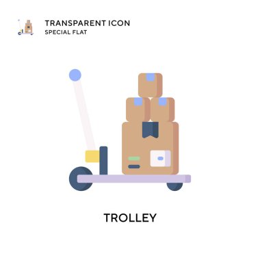 Trolley vektör simgesi. Düz çizim. EPS 10 vektörü.