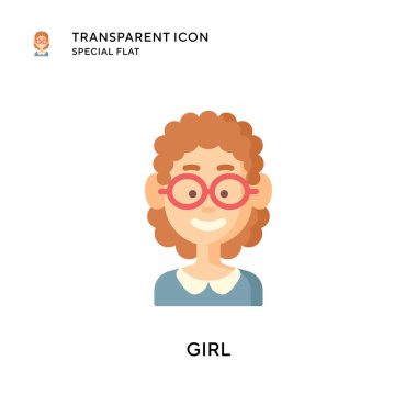 Kız vektör simgesi. Düz çizim. EPS 10 vektörü.