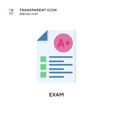 Sınav vektör simgesi. Düz çizim. EPS 10 vektörü.