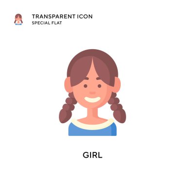 Kız vektör simgesi. Düz çizim. EPS 10 vektörü.