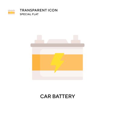 Araba aküsü vektör simgesi. Düz çizim. EPS 10 vektörü.
