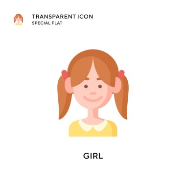 Kız vektör simgesi. Düz çizim. EPS 10 vektörü.