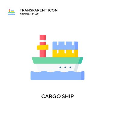 Kargo gemisi vektör simgesi. Düz çizim. EPS 10 vektörü.