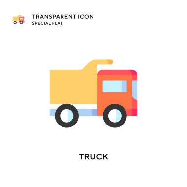 Kamyon vektör simgesi. Düz çizim. EPS 10 vektörü.