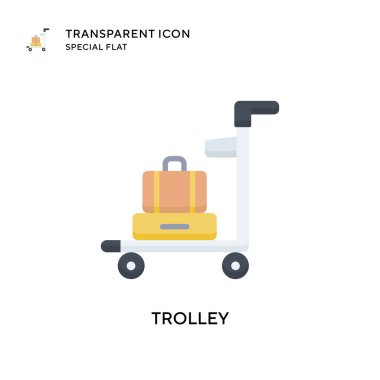 Trolley vektör simgesi. Düz çizim. EPS 10 vektörü.