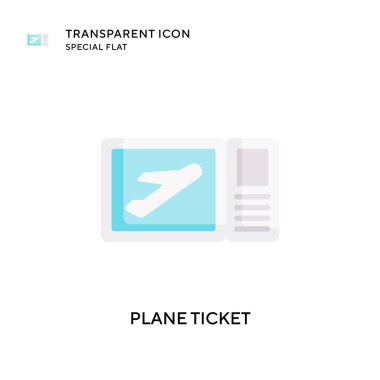 Uçak bileti vektör simgesi. Düz çizim. EPS 10 vektörü.
