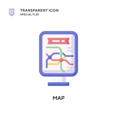Harita vektör simgesi. Düz çizim. EPS 10 vektörü.