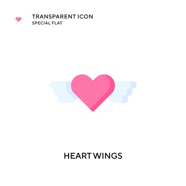 Kalp kanatları vektör simgesi. Düz çizim. EPS 10 vektörü.