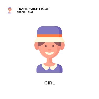 Kız vektör simgesi. Düz çizim. EPS 10 vektörü.