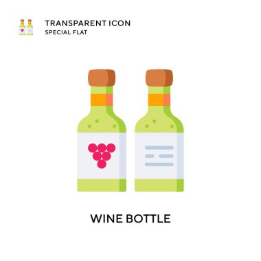 Şarap şişesi vektör simgesi. Düz çizim. EPS 10 vektörü.