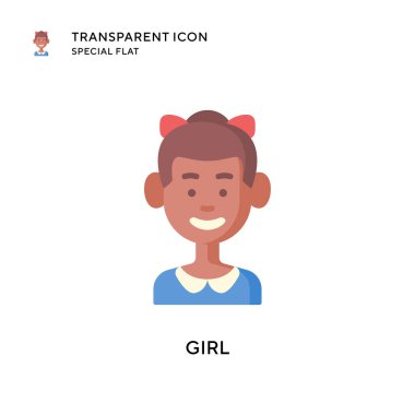 Kız vektör simgesi. Düz çizim. EPS 10 vektörü.