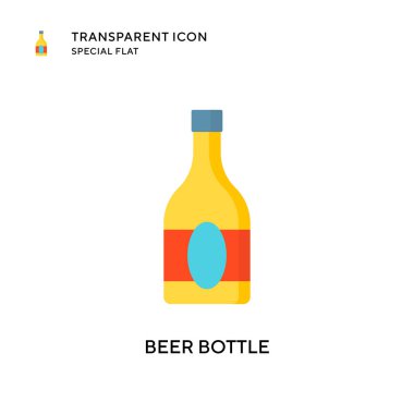 Bira şişesi vektör simgesi. Düz çizim. EPS 10 vektörü.