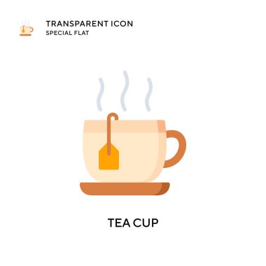 Çay fincanı vektör simgesi. Düz çizim. EPS 10 vektörü.