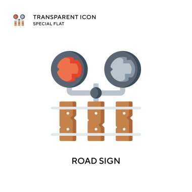 Yol işareti vektör simgesi. Düz çizim. EPS 10 vektörü.